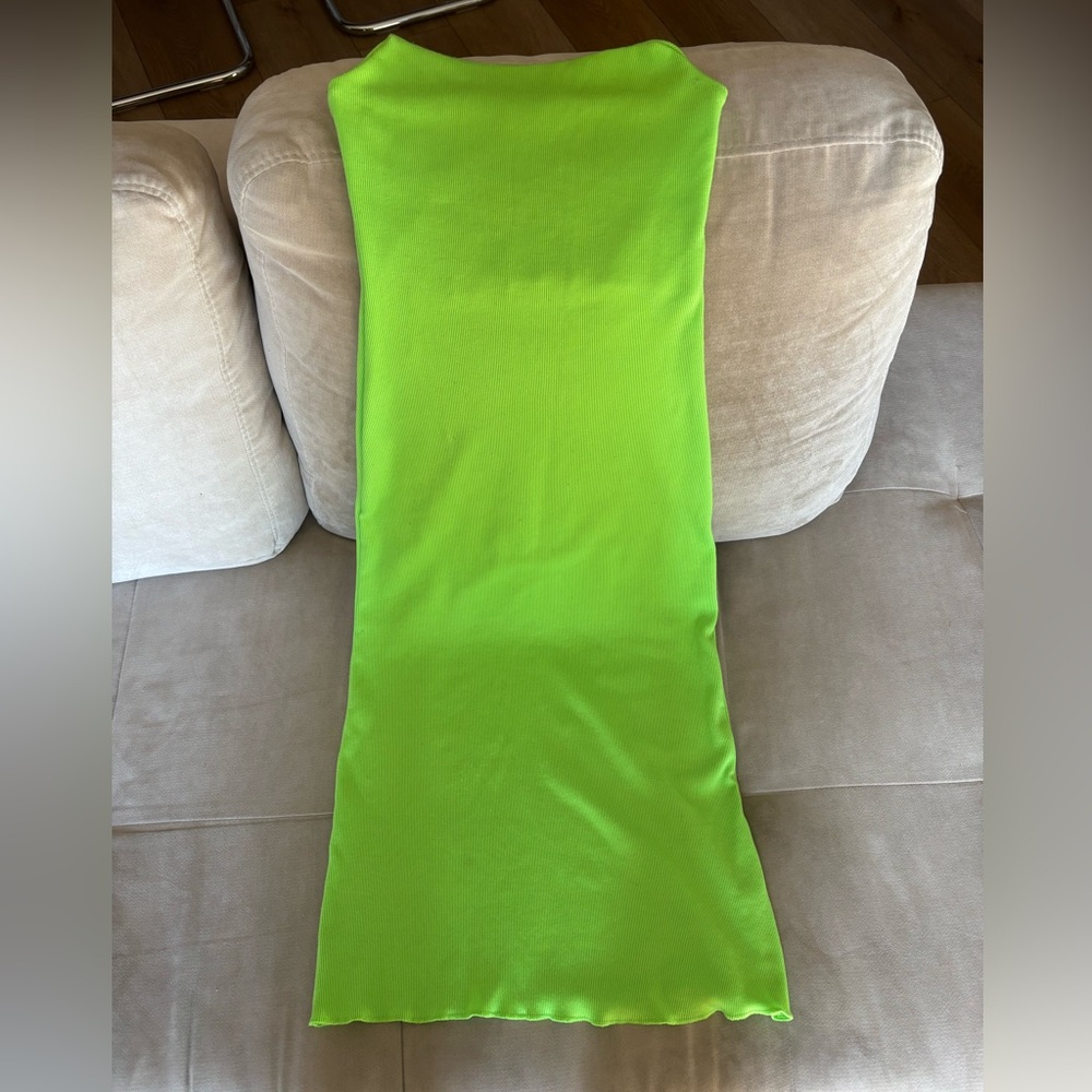 Verge Girl Neon Ribbed Strapless Midi Dress